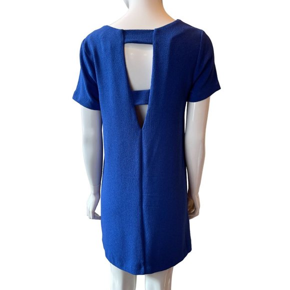 Bobeau Women Crepe Shift Mini Dress MD0284R Short Sleeve Back Keyhole Blue SZ XS - Picture 4 of 9